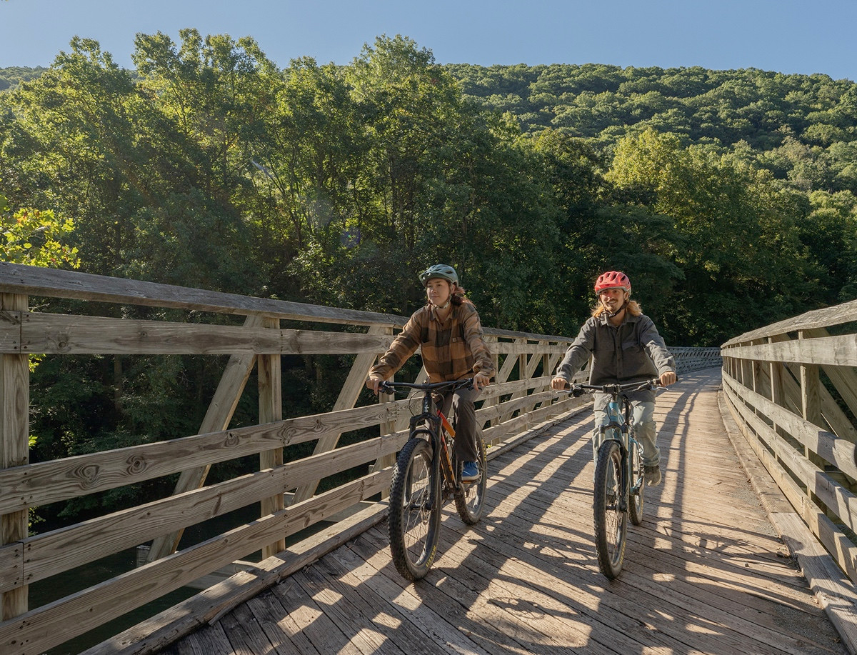 couple biking