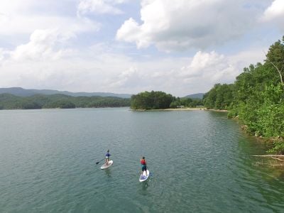 two-people-paddle-boarding